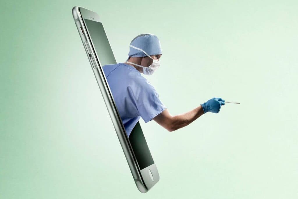 Telehealth consultation delivered through a mobile device.