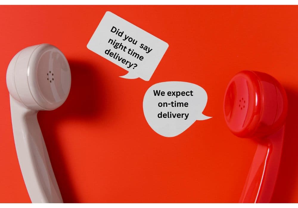 Customer delivery expectations represented through phone handsets and on-time delivery messaging.